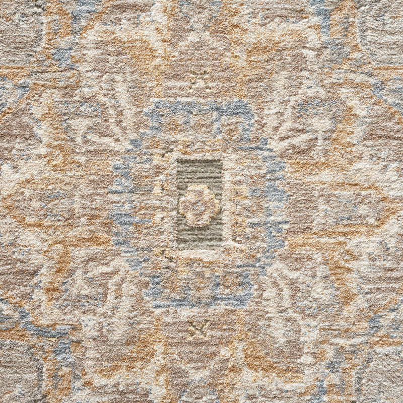 Tapis d'intérieur Vladilen Rose/Ivoire à médaillon transitionnel performant, 6 pi x 9 pi