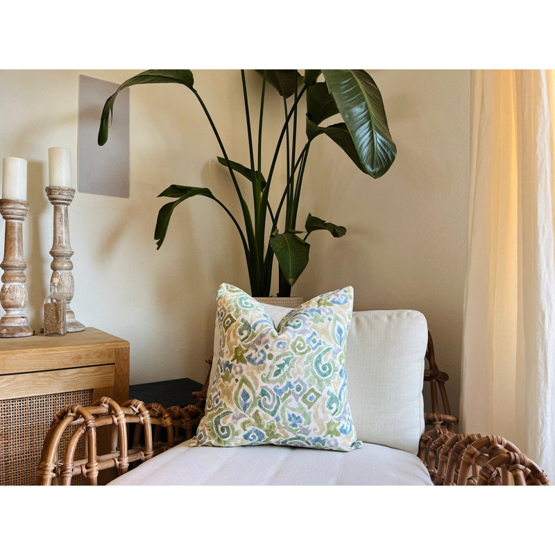  Housse de coussin en coton, Vert, 21,5 po x 21,5 po, Motif cachemire