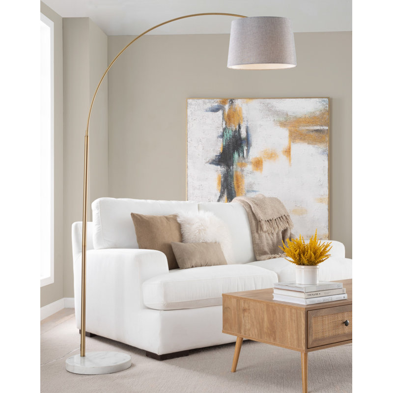 74.00'' Arched Floor Lamp Set, Gray, White/Gold