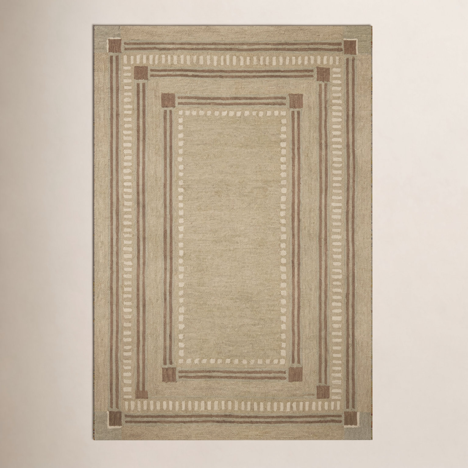 Alfie Green / Natural Area Rug, Rectangle 8'6" x 11'6"