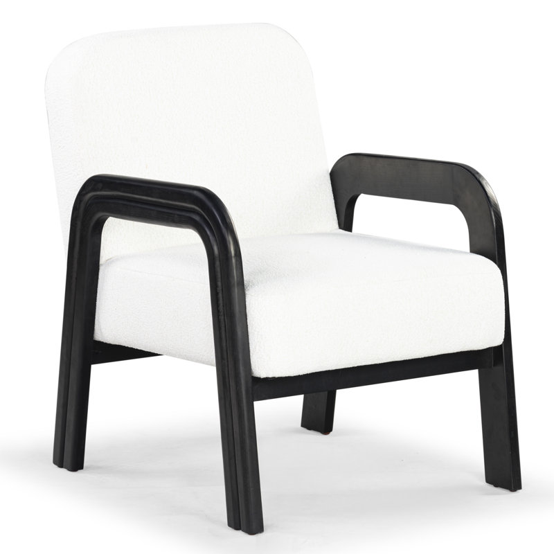 Fauteuil de 24,3 po de large Iwo, Ivoire Bouncle, Noir