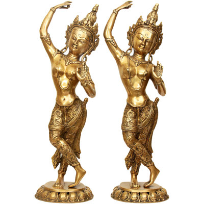 Bouddha tibétain Mayadevi - La mère du Bouddha Shakyamuni (paire de deux statues symétriques)