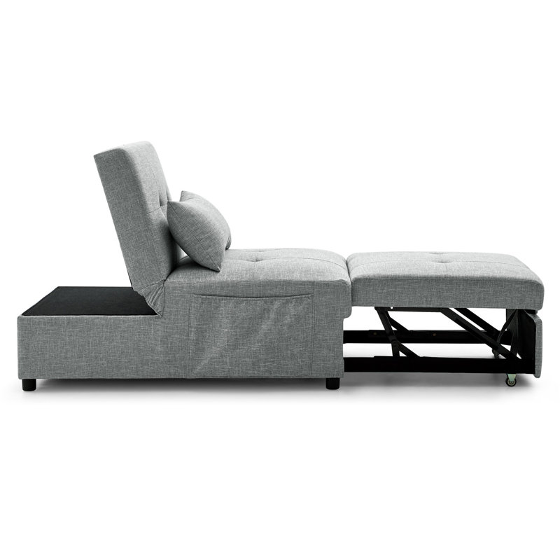 Canapé-lit pliant avec repose-pieds, Polyester gris