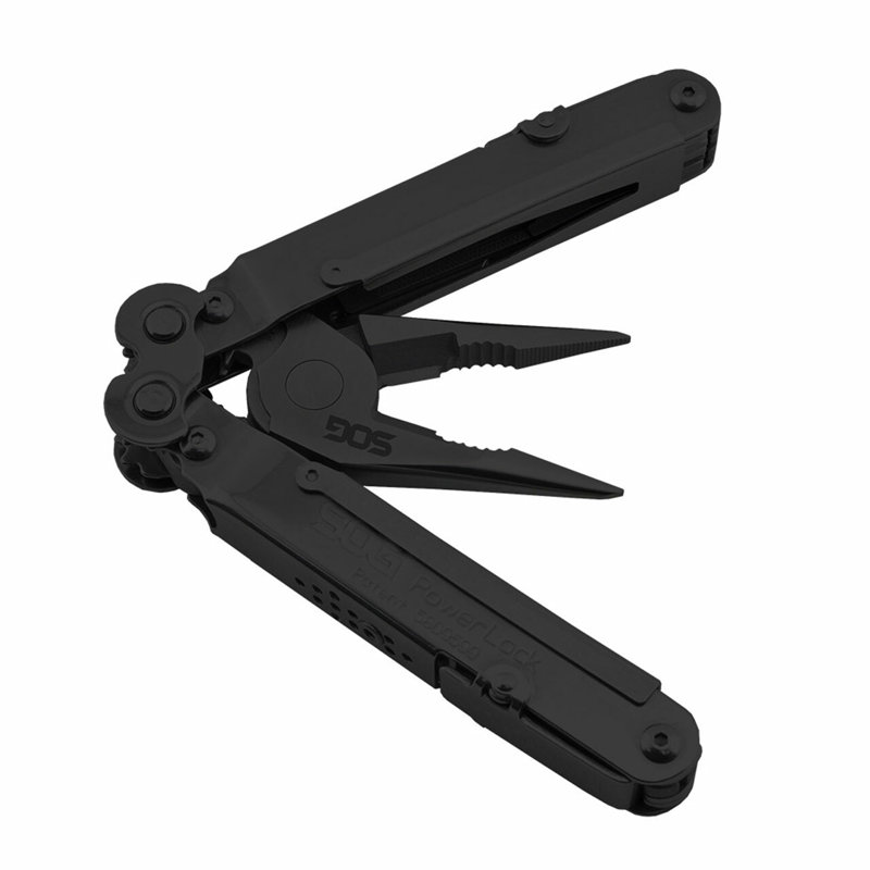 SOG PowerLock Stainless Steel Folding Knife 18 Tool Multi Tool Pliers, Black