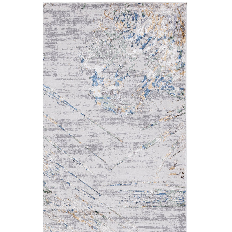 Tapis gris / turquoise Wayde, Carré 6 pi 7 po