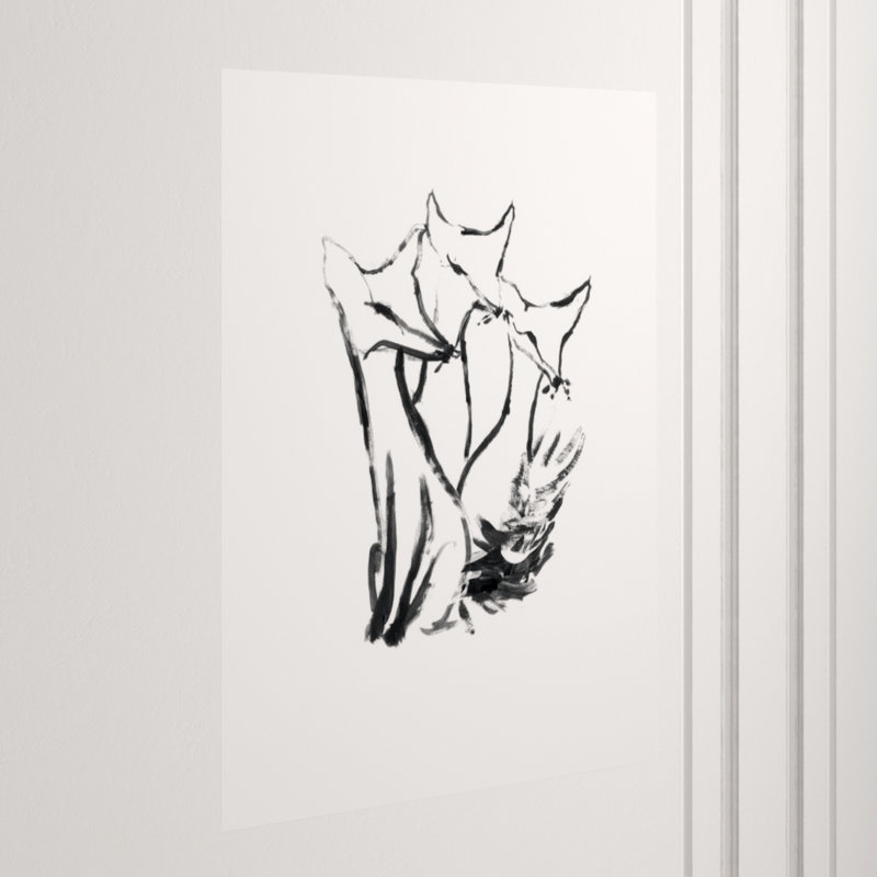 Leaning Fox III Painting by Fern Cassidy, Image Brush Gel, 50" H x 36" W x 1.5" D