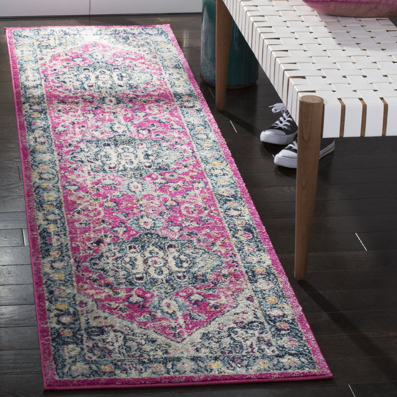 Christa Oriental Fuchsia/Aqua Area Rug, Runner 2' x 6'