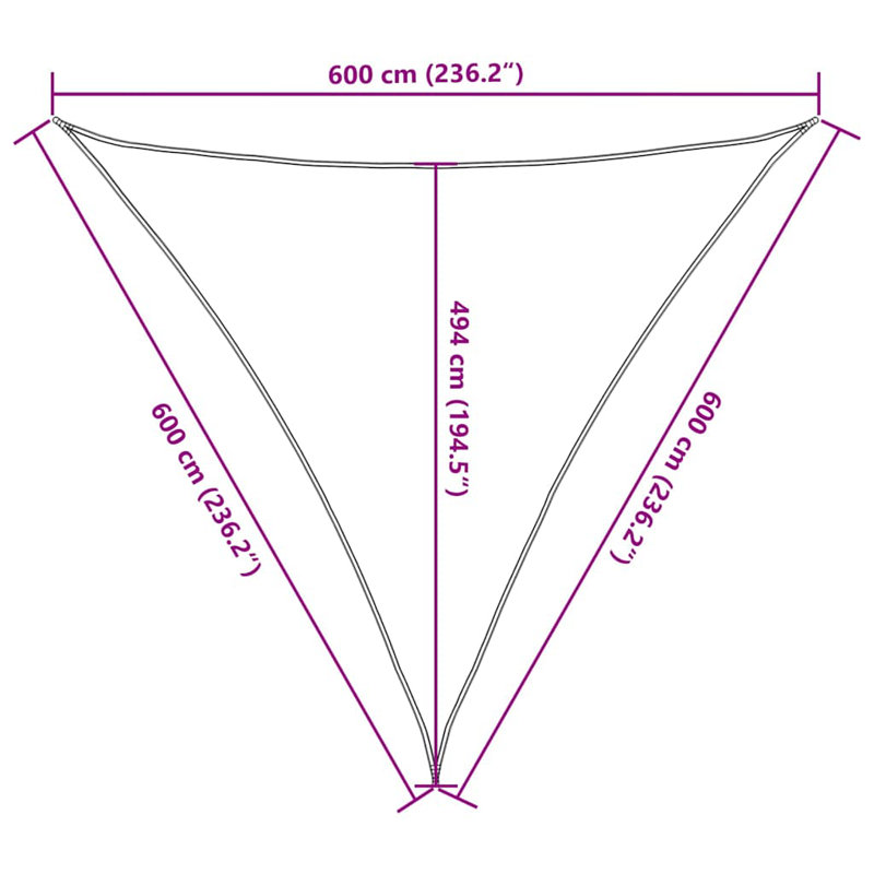6m x 6m Triangle Shade Sail, Yellow