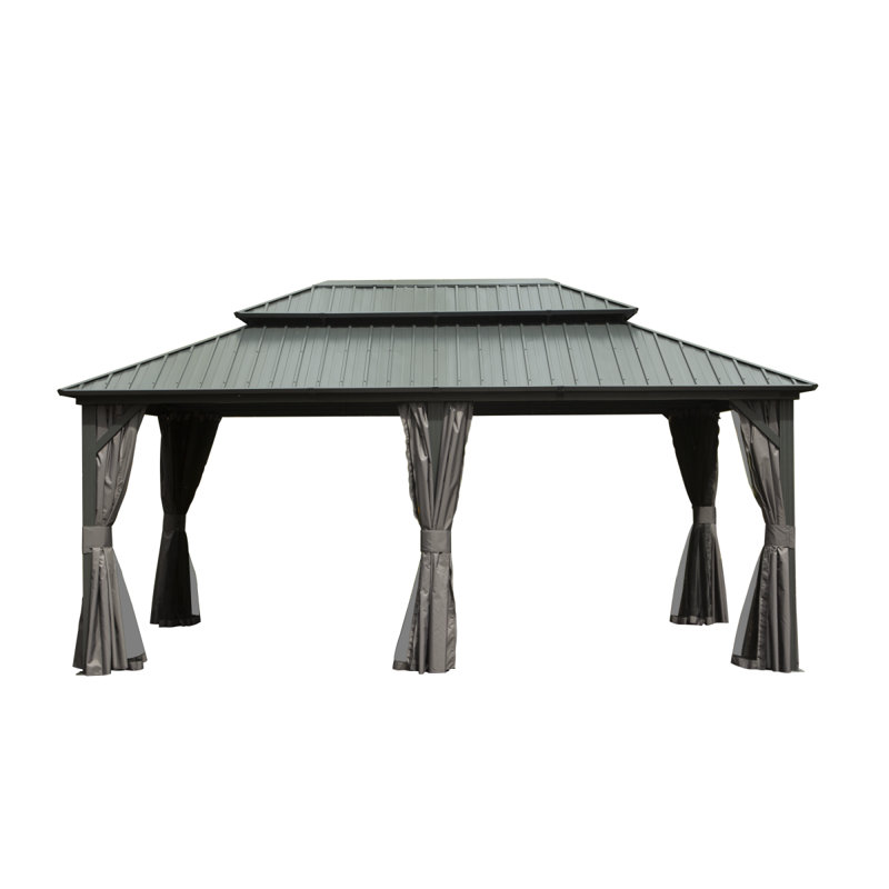 Pavillon de jardin d'extérieur en aluminium, Gris