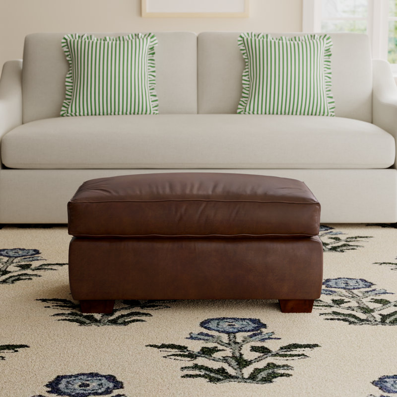 Porter Genuine Leather Ottoman, Bistro Rustic Genuine Leather