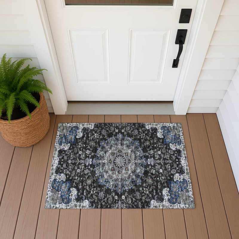 Tapis lavable à la machine intérieur / extérieur ACN2489, Black, 1'8" x 2'6"