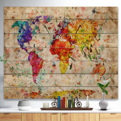 «Vintage World Map Watercolor», peinture