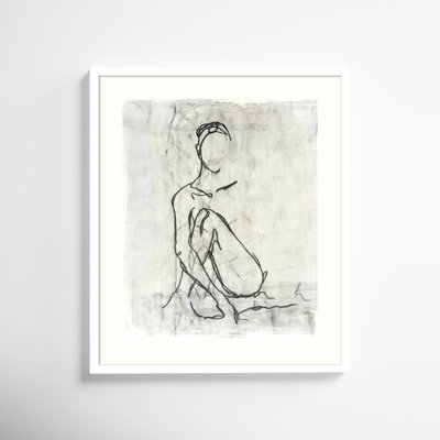 " Embellished Nude Contour Sketch II " by Ethan Harper
