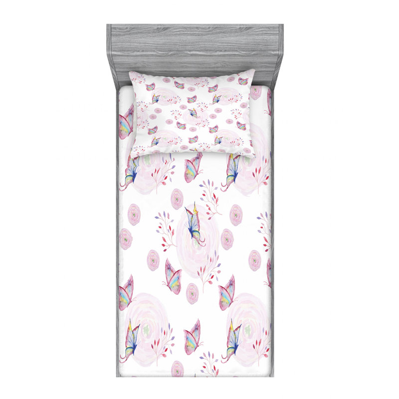 Microfiber Floral Sheet Set, Twin XL Sheet Set with Fitted Sheet