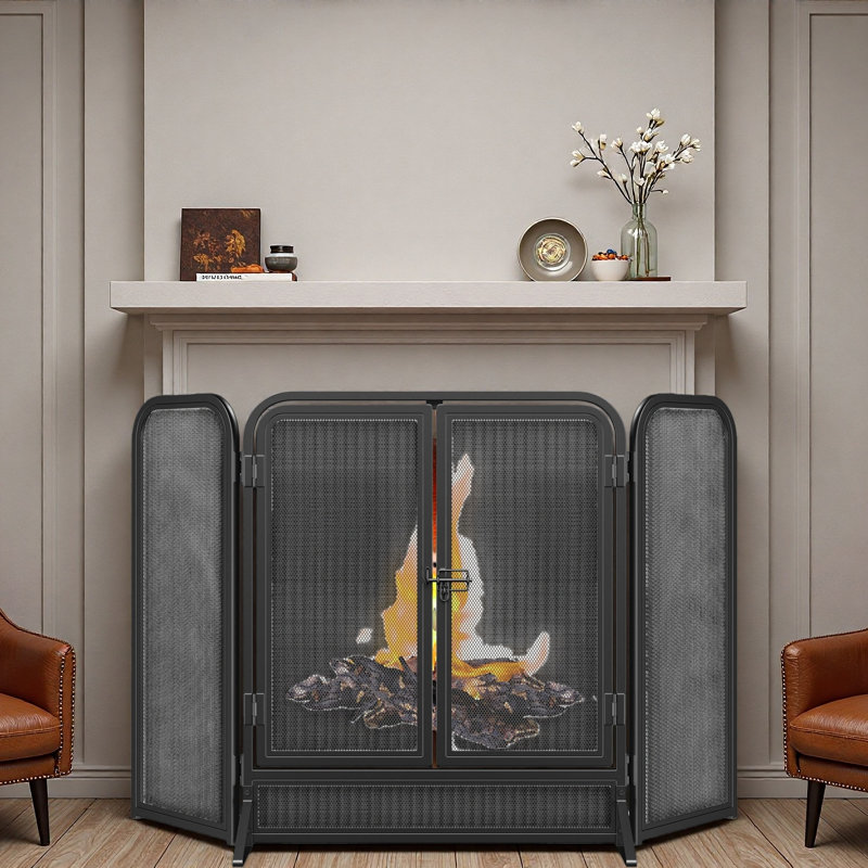 Pare-étincelles pliable 3 panneaux avec porte 51,5 po x 32,5 po