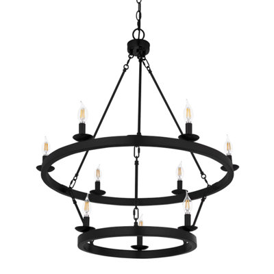 Lustre 9 lumières de 9 po de large Melina - noir mat