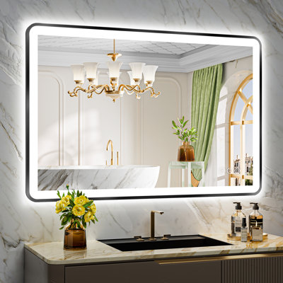 Miroir de salle de bain Hyosvany Matte Black Matel