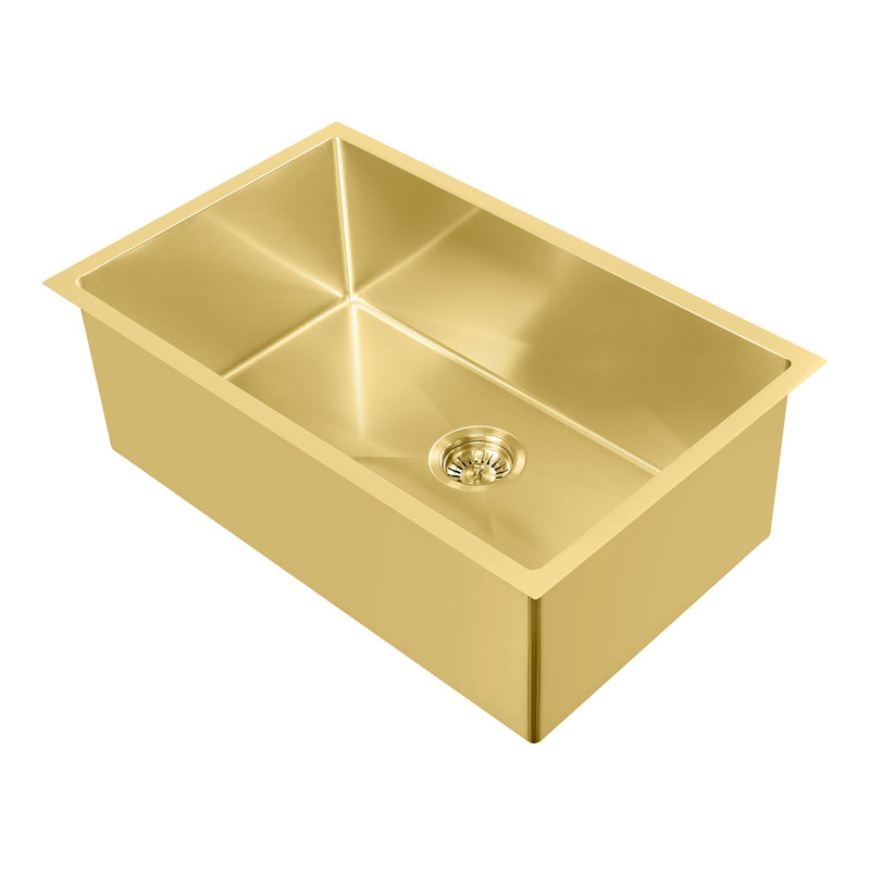 Noah Plus 29" x 18" Stainless Steel Single Bowl Dual Mount Sink Set, Brass