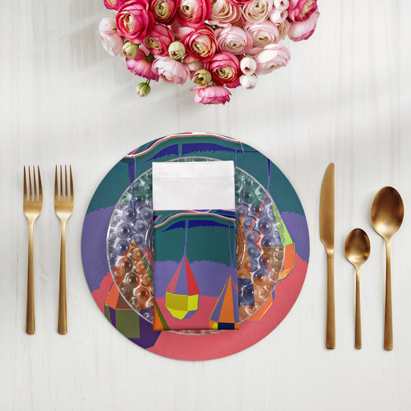 Ornaments Cotton Sateen Dinner Napkins, Coral Teal