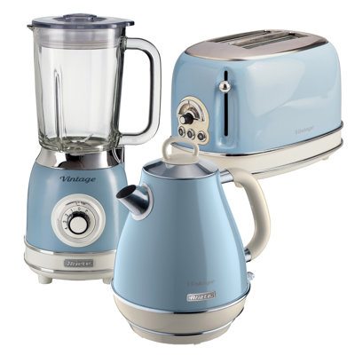 Ariete Vintage 1.7L Kettle With 2 Slice Toaster And 1.5L Glass Jug Blender Set