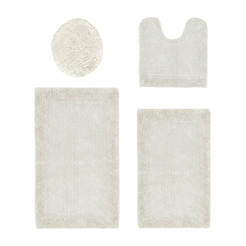 Ensemble de tapis pour salle de bain réversible 4 pièces Edge, Ensemble de 4 (18 po x 20 po | 17 po x 24 po | 21