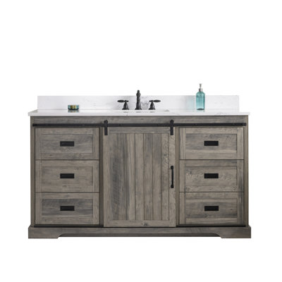 Cayden 60'' Single Bathroom Vanity with Engineered Marble Top