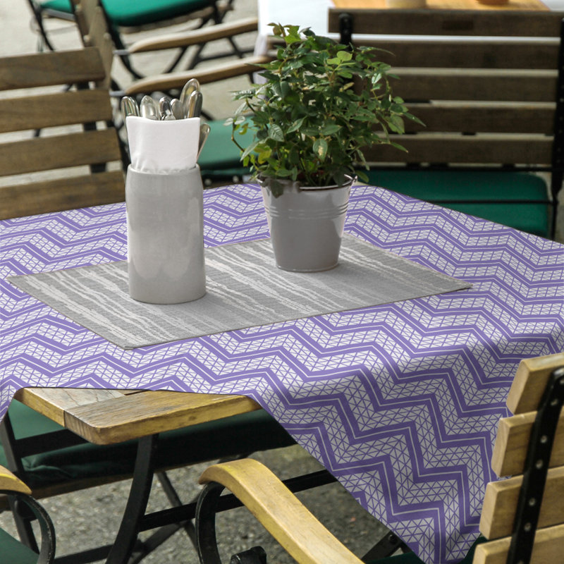 Stephenie Classic Hand Drawn Chevrons Tablecloth, Purple/White