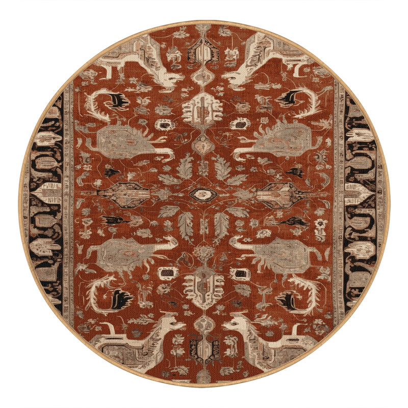 Tapis brun lavable à la machine, Rond 7 pi