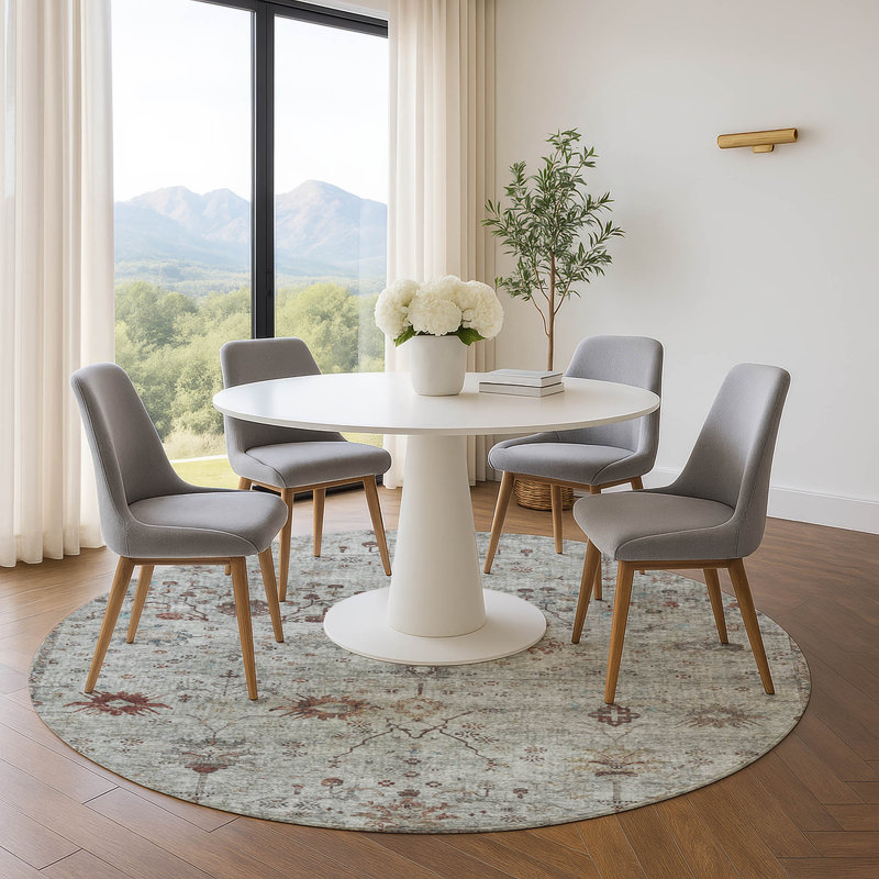 Premium Machine Washable Pinkston Arabesque Rug, Round 8'