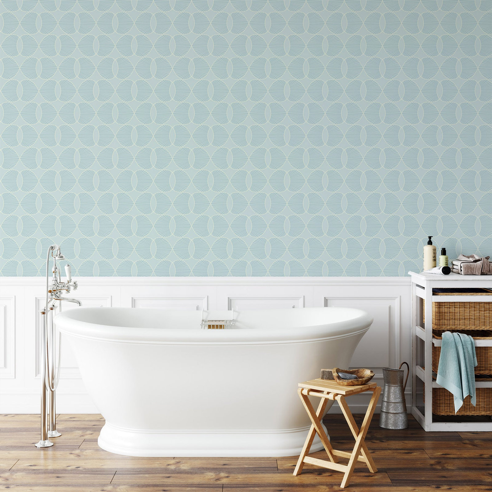 Lomé Wallpaper Roll, Seafoam Blue, Paper, Non-pasted