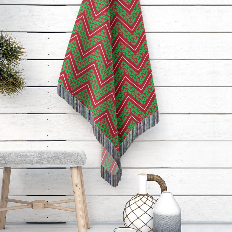 Hand Woven Throw Blanket, Brown/Green, 80" W x 60" L