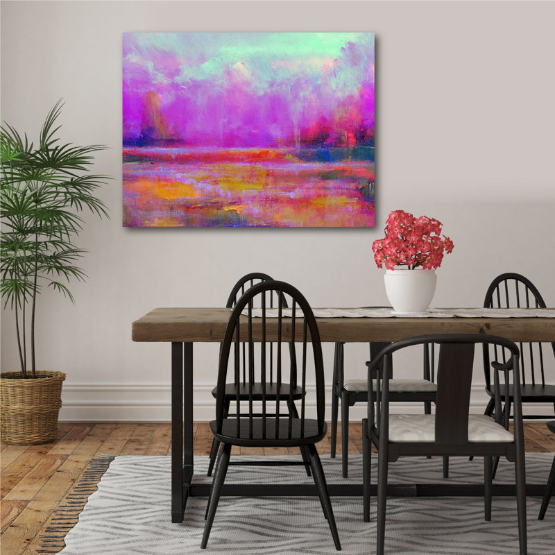 Fuchsia paysage - reproduction d'art sur toile tendue, H 30 po x l 40 po x 1,5 po