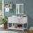 Harrison 48" W Modern Shaker Soft Close Doors Vanity Cabinet with Drawers and Open Storage Shelf