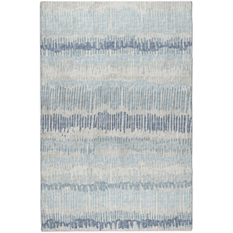 Premium Machine Washable Dream Shag Loops and Lines Rug, Blue, 3' x 5'