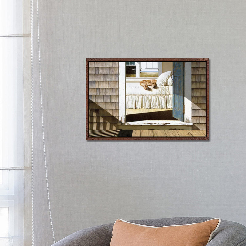 Beach House Dog 1 Piece Wrapped Canvas Painting, 101.6 cm H x 66.04 cm W, Classic Wood Floater Frame