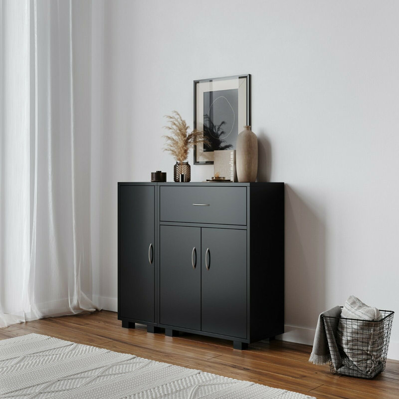 Friederika 3 - Door Rectangle Accent Cabinet, Black