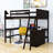 Wood Loft Bed With Desk And Shelves-1212498772-1212498775