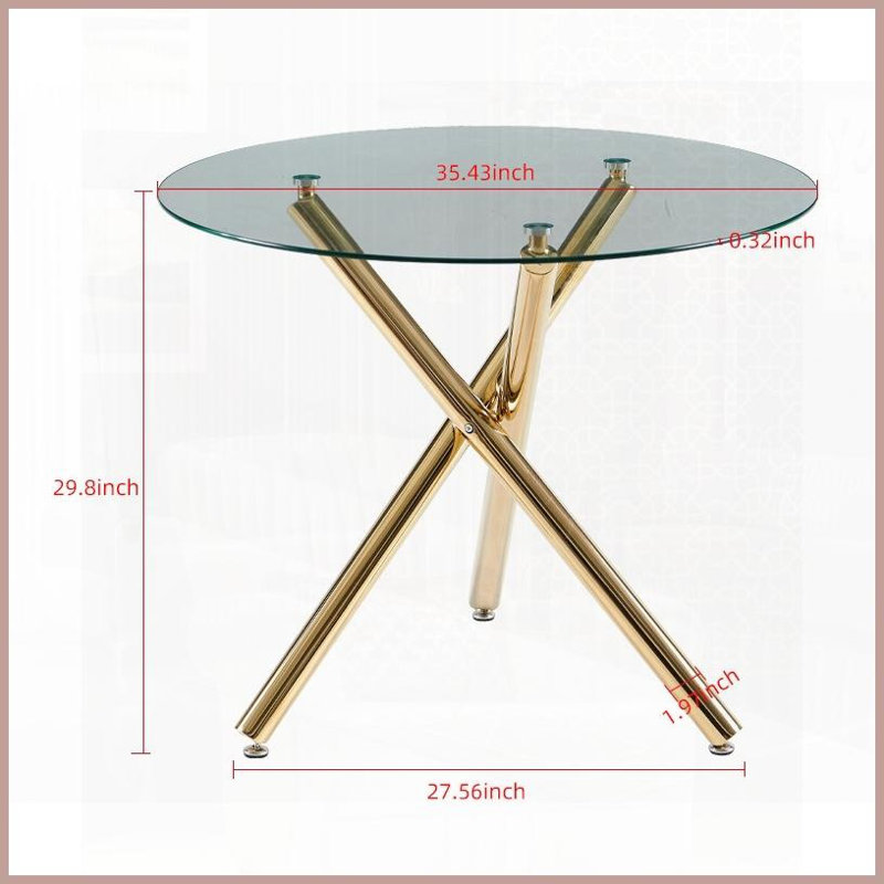 Table basse à plateau en verre peu encombrant avec pieds en métal, facile à nettoyer et amp; Stable pour la cuisine / le salon