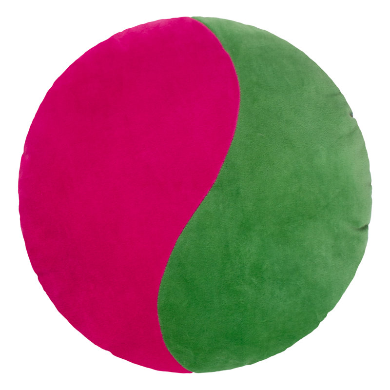 Circular Throw Cushion, Green/Pink