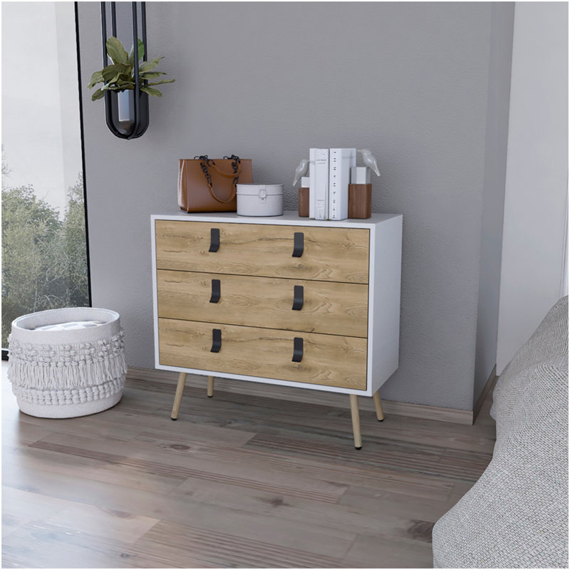 Commode Magness, chambre à coucher, blanc / Macadamia