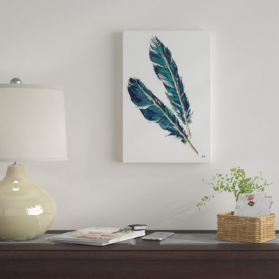 « doré plumes, indigo iii », reproduction sur toile