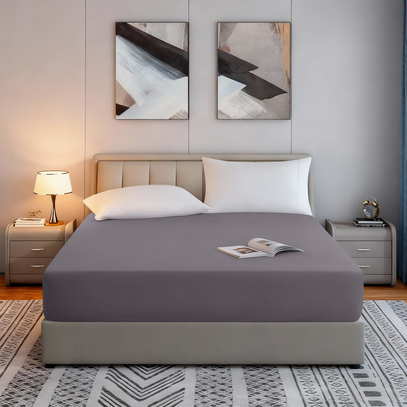 Tanvish Luxury Microfiber Fitted Sheet - 40 cm Deep Pocket, Ultra-Soft - Wrinkle-Free and Easy Care, Super King (6'), Grey