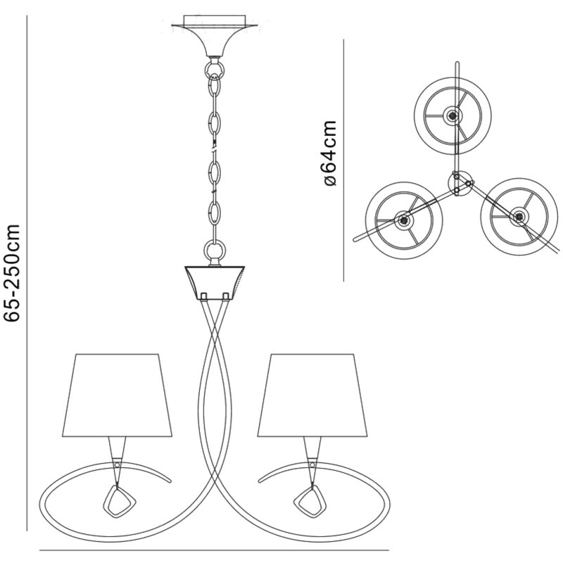 Eurich 3 - Light Shaded Chandelier, Polished Chrome/White