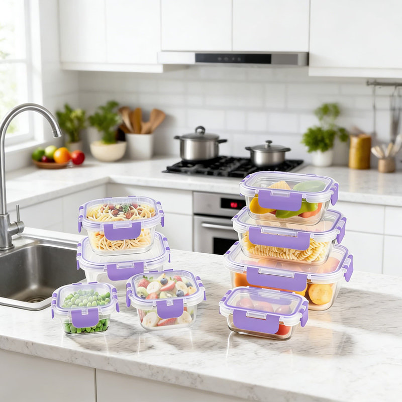 Glass Food Storage Containers With Lids, 8-Piece Airtight Meal Prep Set, Leakproof Locking For Microwave, Oven, Freezer & Dishwasher, BPA-Free Borosilicate Glass