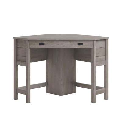 Bureau d'ordinateur de coin avec plateau coulissant pour clavier, finition brune