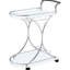 Chariot-bar en métal à 2 tablettes en verre blanc, pour l'organisation de la salle à manger, un support à verres à pied et trois supports à vin, d'une profondeur de 16,13 pouces avec une option de rangement, 26,5 W