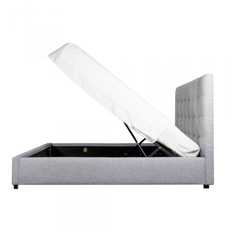 Upholstered Storage Bed, Queen, Gray