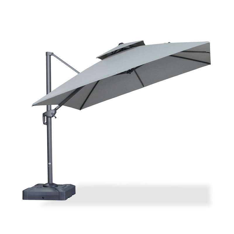 Parasol de patio extérieur en porte-à-faux gris 10 pi, Gris clair