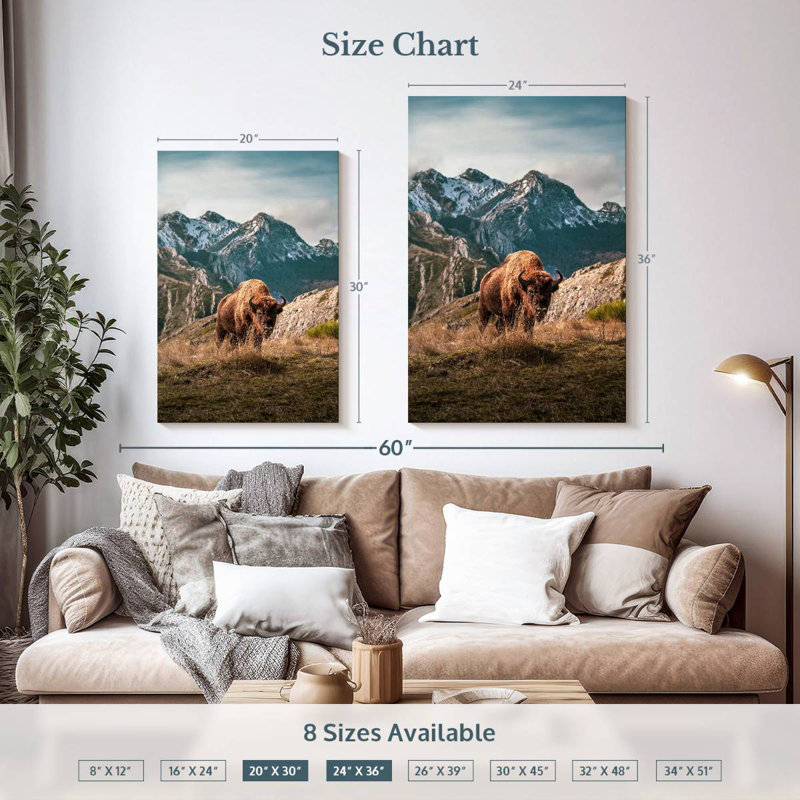 Brampt Simple Mountain Bison, 36" H x 24" W