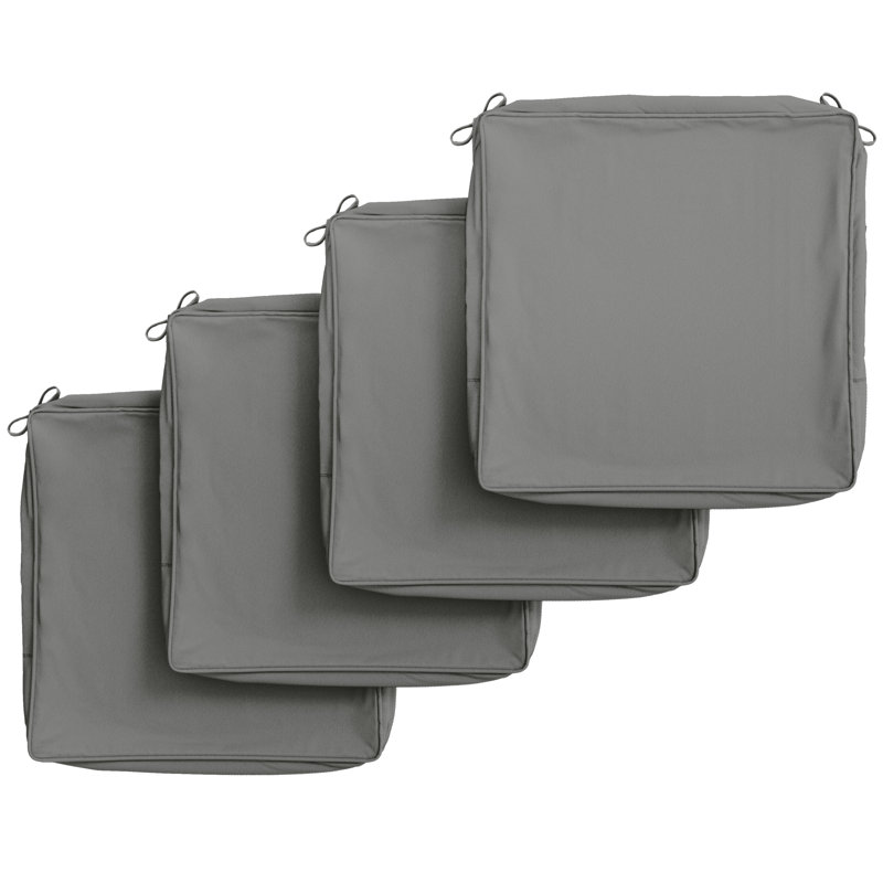 Outdoor 4'' Non-Slip Patio Chair Cushion Cover With Portable Carry Handle., 4", 19" W x 19" D, Light Gray